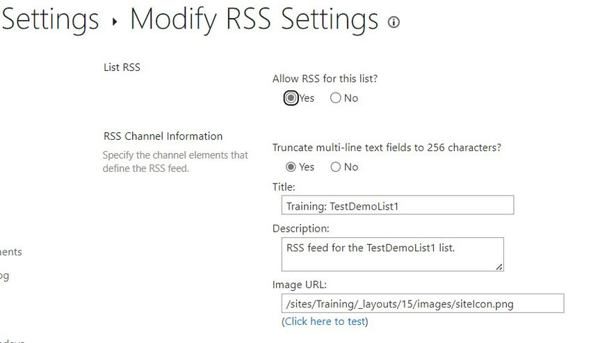  RSS settings